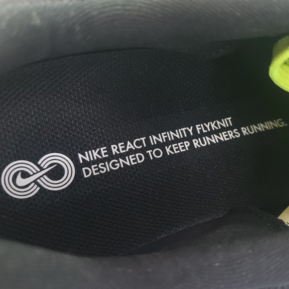 Nike React Infinity Run FlyKnit 2 Volt Black Running Training Sneakers Men's 13 - Picture 9 of 11